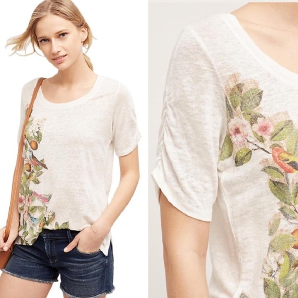 Anthropologie Tops - Anthropologie  Meadow Rue Beach Blossom Linen Tee